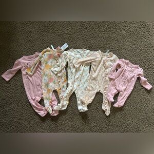 5 Piece Baby Girl Newborn to 9 Month NWT and NWOT Sleep and Play Onsies